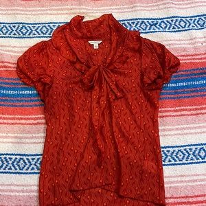 BANANA REPUBLIC SIZE MEDIUM ORANGE BLOUSE WITH CAP BALLOON SLEEVE